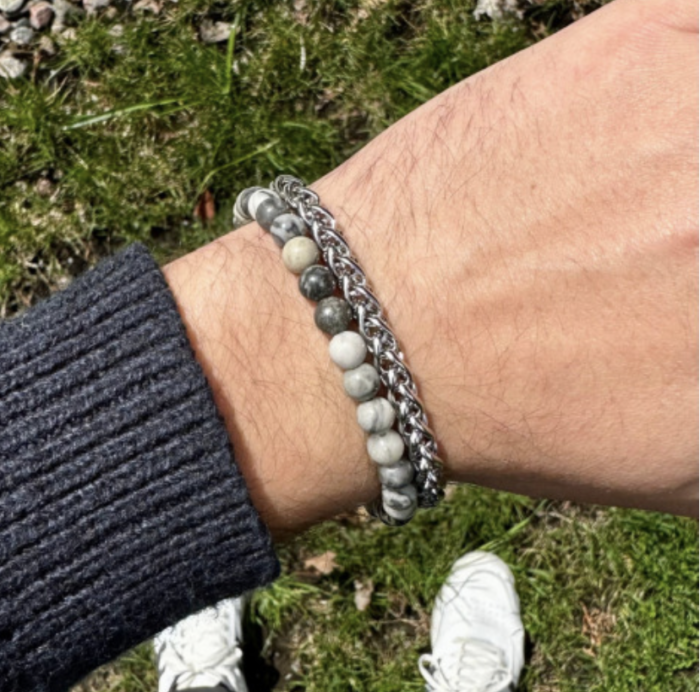 bracelet Stone acier jaspe Mathieu Blanchard